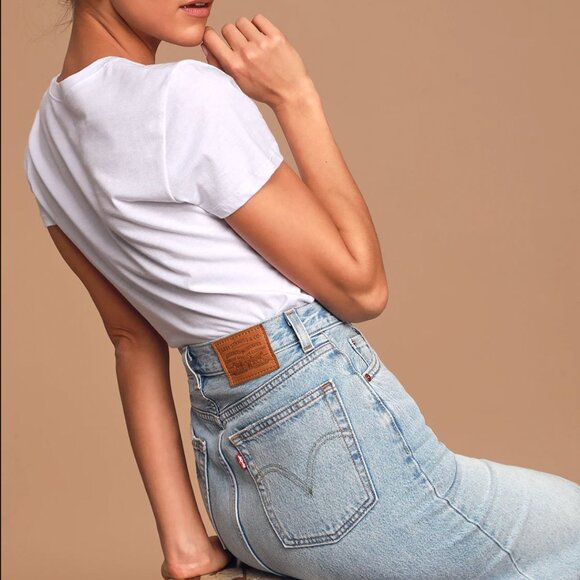 Deconstructed Light Wash Denim High-Rise Midi Skirt - Picture 2 of 4